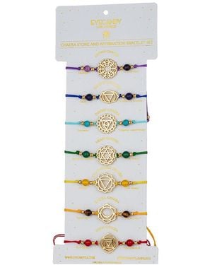 Eye Candy LA Agate Chakra Set Bracelet - Grey