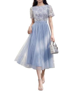 BURRYCO Short Sleeve Midi Dress - Blue