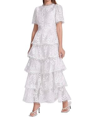 AMINA GLAM Embellished Short Sleeve Maxi Dress - Purple