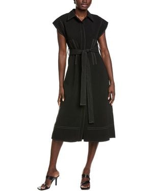 English Factory Contrast Stitch Shirtdress - Black