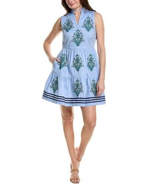 tyler boe Amelia Chambray Linen-Blend Mini Dress - Blue