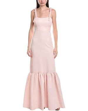 Maison Tara Jacquard Lurex Maxi Dress - Pink