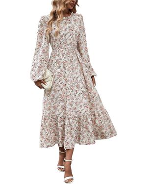 Tedora Long Sleeve Midi Dress - White