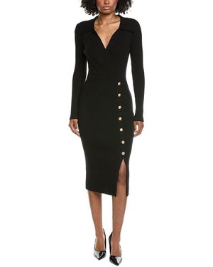 Tahari Rib Knit Midi Dress - Black