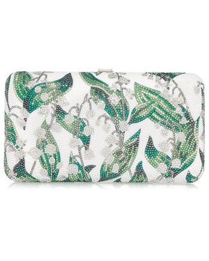 Judith Leiber Smooth Rectangle Lily Belles Clutch - Green