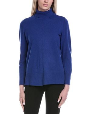 Jones New York Mock Neck Wool-Blend Tunic Jumper - Blue