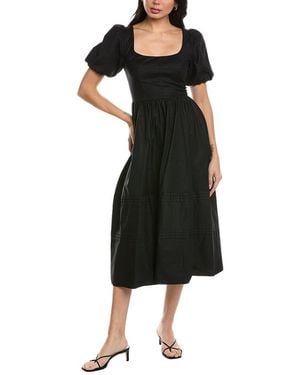 Seraphin Short Sleeve Midi Dress - Black