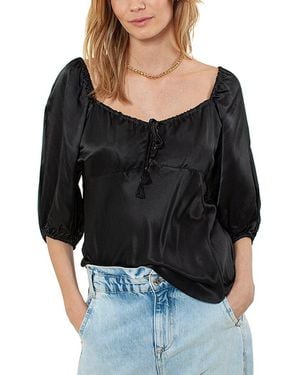 Hale Bob Solid Silk-Blend Top - Black