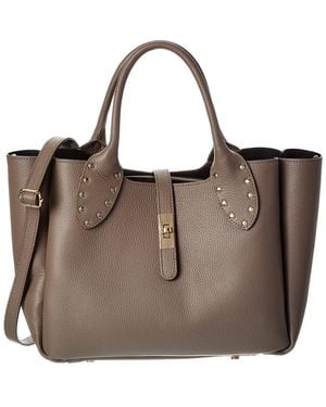 Isabella Rossetti Keira27 Studded Handle Leather Tote - Brown
