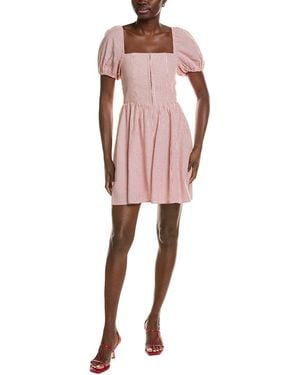 Wayf Linen-Blend Mini Dress - Red