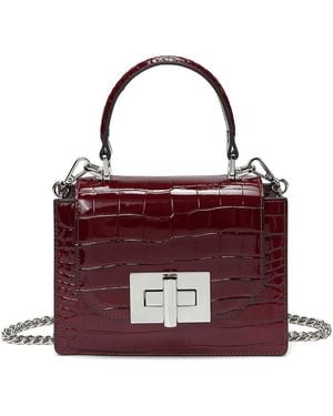 Tiffany & Fred Paris Croc-Embossed Patent Satchel - Purple