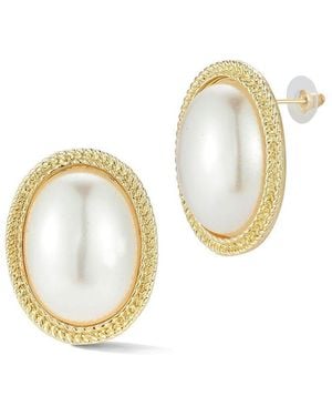 Glaze Jewelry Plated Oval Statement Stud Earrings - White