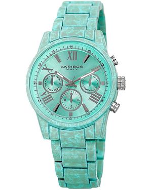 Akribos Xxiv Stainless Steel Porcelain Coated Watch - Blue