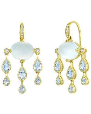 Nina Zhou Jewelry 14K 7.15 Ct. Tw. Diamond & Aquamarine Drop Earrings - Metallic