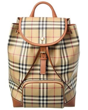 Burberry Check E-Canvas & Leather Backpack - Metallic