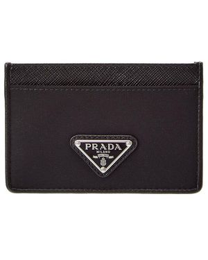 Prada Logo Canvas & Saffiano Leather Card Case - Black