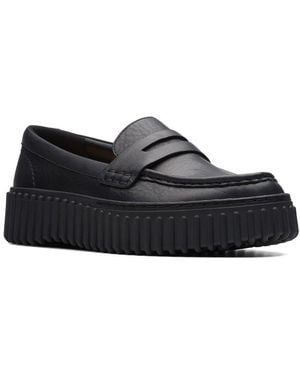Clarks Torhill Penny Leather Loafer - Black