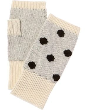 Phenix Dot Jacquard Cashmere Handwarmers - Natural