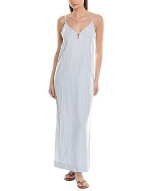 Onia V-Neck Linen-Blend Maxi Dress - Blue