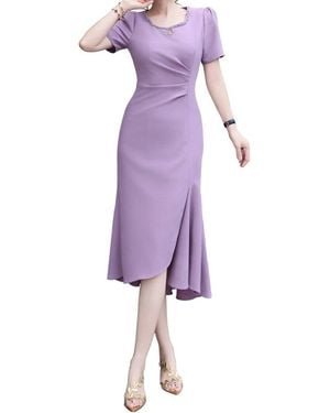 BURRYCO Short Sleeve Midi Dress - Purple