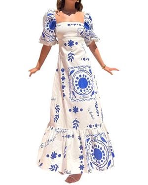 Monique Lagarde Printed Maxi Dress - White