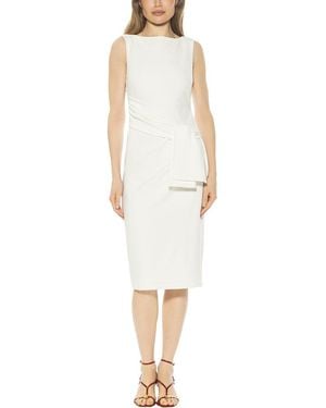 Alexia Admor Kiara Boatneck Bow Waist Sheath Dress - White