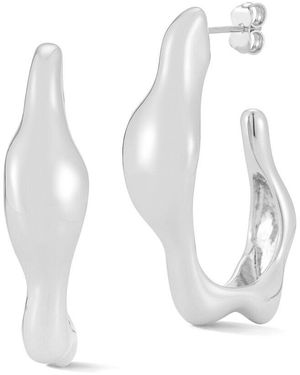 Chloe and Madison Jewelry Puffed J Hoops - White