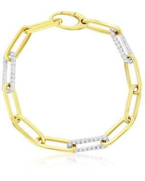 Jewels by Viomo 14k Two-tone 1.60 Ct. Tw. Diamond Paperclip Bracelet - Metallic