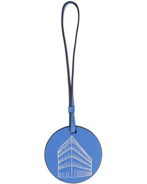 Ferragamo Embossed Palazzo Spini Feroni Leather Charm - Blue