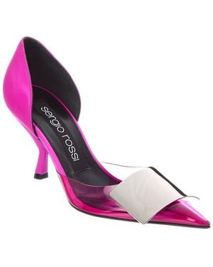 Sergio Rossi 76 Satin & Vinyl Pump - Pink
