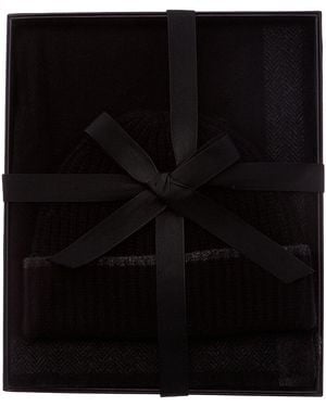 Vince 2Pc Shaker Stitch Wool & Cashmere-Blend Hat & Scarf Set - Black