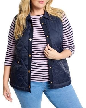NIC+ZOE Plus Knit Trim Puffer Vest - Blue