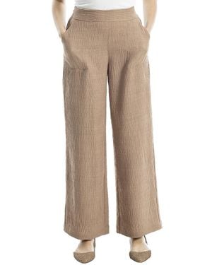 Max Studio Textured Woven Wide Leg Pant - Natural