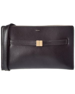 TOTEME Logo Leather Crossbody - Grey