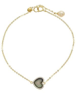 Maitre De Diamant 18K 0.02 Ct. Tw. Diamond & Pearl Bracelet - Metallic