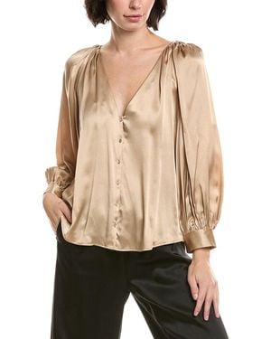 L'Agence Kali Satin Silk Blouse - Natural