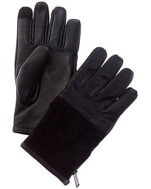 Karl Lagerfeld Side Zip Leather Gloves - Blue