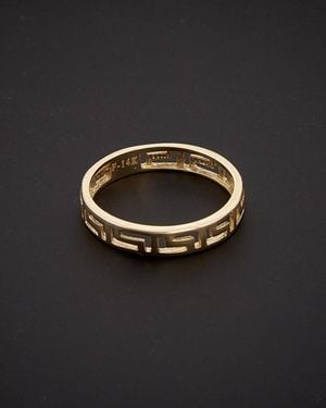 Italian Gold 14k Greek Key Band Ring - Black
