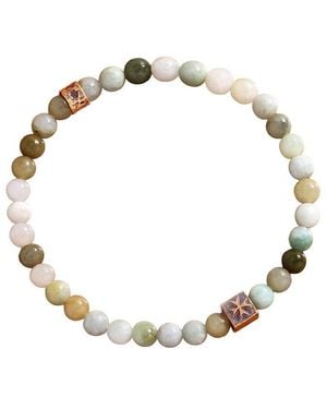 Karma and Luck Jade Jasper Stretch Bracelet - Metallic