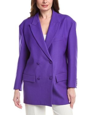 Valentino Wool & Silk-Blend Over Jacket - Purple