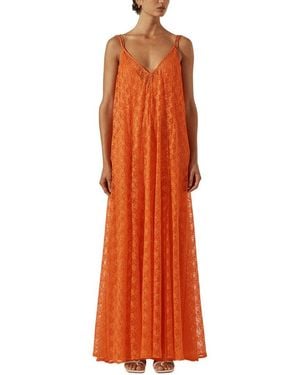 Shona Joy Sol Lace Plunged Maxi Dress - Orange