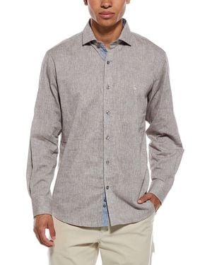 Tailorbyrd Yarn Dyed Melange Linen-Blend Shirt - Grey