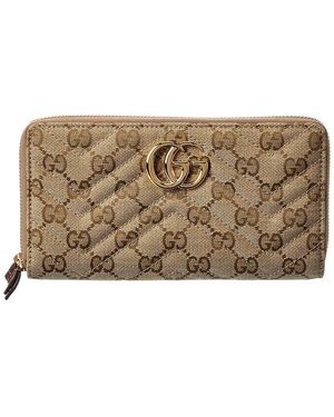 Gucci Gg Marmont Gg Canvas Zip Around Wallet - Brown