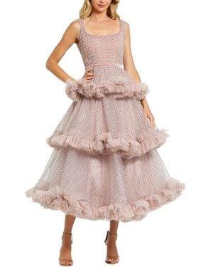 Mac Duggal Dot Net Ruffle Dress - Pink