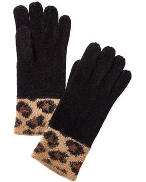 Bruno Magli Leopard Jacquard Cuff Cashmere Tech Gloves - Black