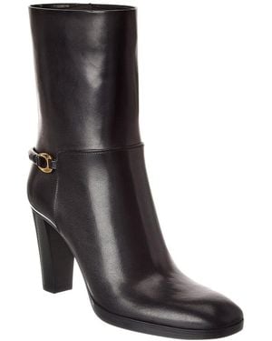 Saint Laurent Sulpice 80 Leather Bootie - Black