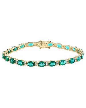 Effy Fine Jewelry 14K 9.48 Ct. Tw. Lab-Grown Diamond & Lab-Grown Emerald Bracelet - Green