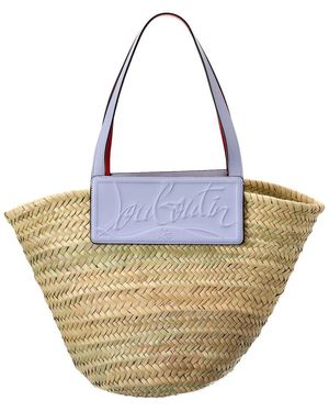 Christian Louboutin Loubishore Straw & Leather Tote - Metallic