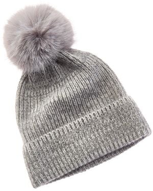 Amicale Cashmere Chunky Rib Marl Knit Cashmere Hat - Grey