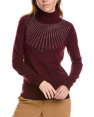 Sofiacashmere Heatset Starburst Turtleneck Cashmere Sweater - Red